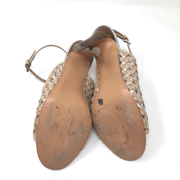 Coach Beige Silver Leather Woven Leela Heels - Picture 8 of 8